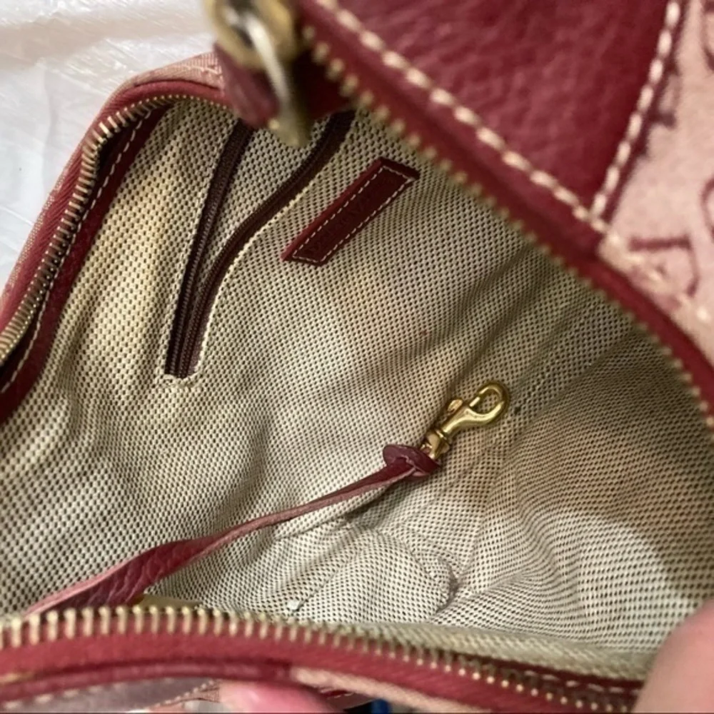 Dooney and Bourke red signature db hobo bag